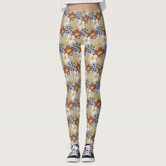 Biologische platte bloem leggings (Voorkant)