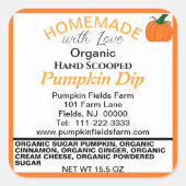 Biologische pompoen dip specerijen vierkante sticker (Voorkant)