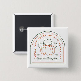 Biologische pompoen landelijke boerderij herfstsei vierkante button 5,1 cm