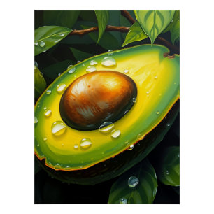 Biologische Raingrown Avocado met dauwdruppels Perfect Poster
