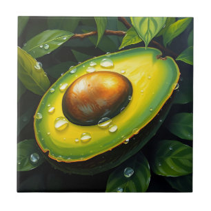 Biologische Raingrown Avocado met dauwdruppels Tegeltje