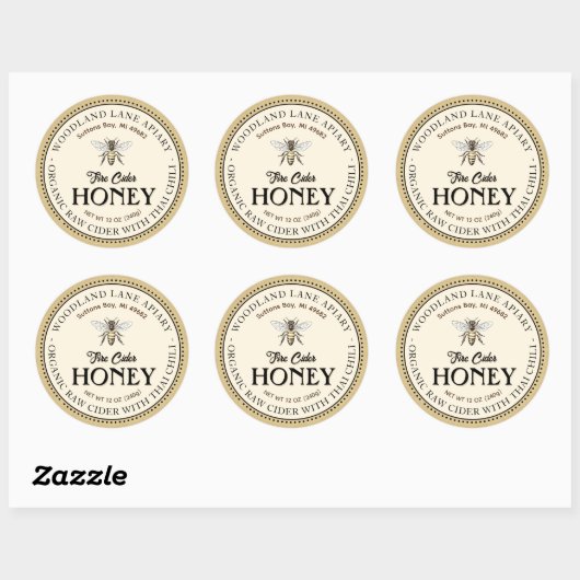 Biologische Raw Fire Cider Honing Thaise Chili Que Ronde Sticker (Vel)