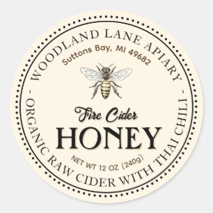 Biologische Raw Fire Cider Honing Thaise Chili Que Ronde Sticker