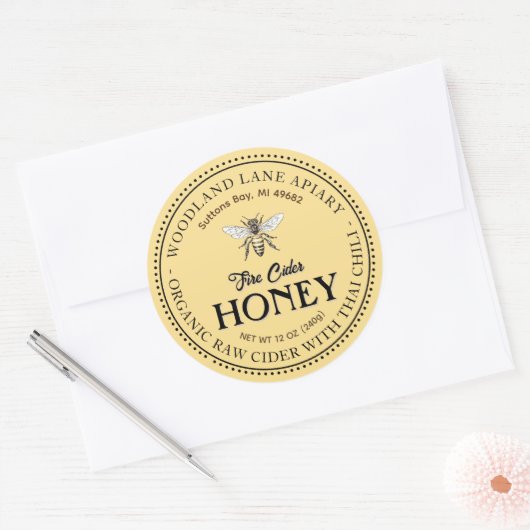 Biologische Raw Fire Cider Honing Thaise Chili Que Ronde Sticker (Envelop)