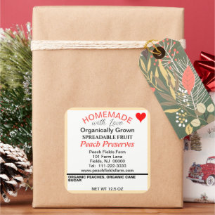 Biologische rode Sinaasappel perzik conserven inbl Vierkante Sticker