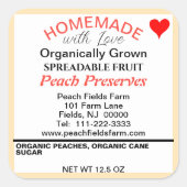 Biologische rode Sinaasappel perzik conserven inbl Vierkante Sticker (Voorkant)