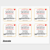 Biologische rode Sinaasappel perzik conserven inbl Vierkante Sticker (Vel)