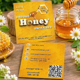 Biologische Ruwe Honing Lokale Merk QR-code Schatt Vierkante Visitekaartje