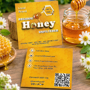 Biologische Ruwe Honing Lokale Merk QR-code Schatt Vierkante Visitekaartje