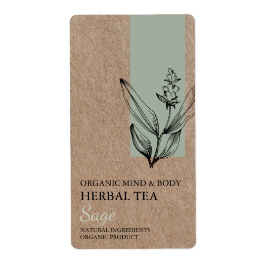 Biologische Sage Kruidenthee Kraft Business Label (Voorkant)