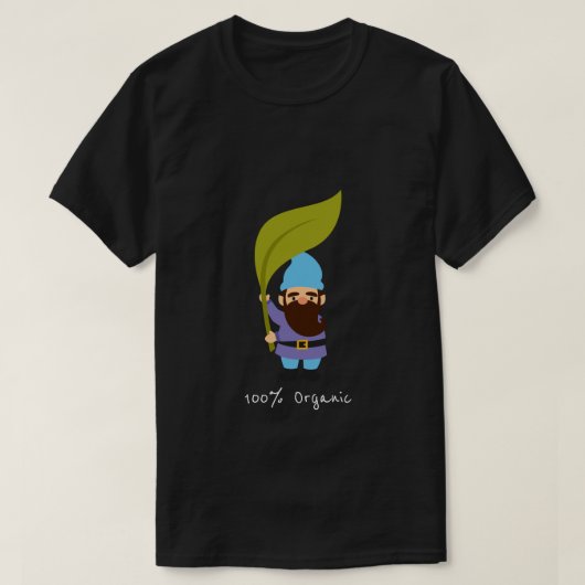Biologische slogan voor tuinbouw met tuingnome t-shirt (Design voorkant)