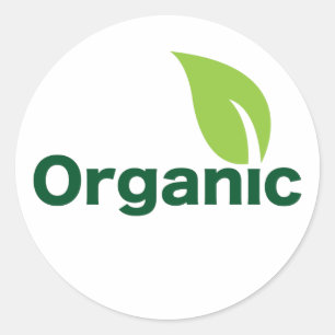 Biologische stickerlabels met bladmotief voor verp ronde sticker