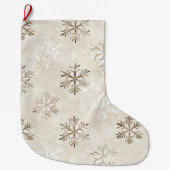 Biologische Tan Cream Christmas Snowflakes Grote Kerstsok (Voorkant)