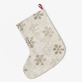 Biologische Tan Cream Christmas Snowflakes Grote Kerstsok (Achterkant (Hangend))