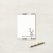 Biologische Tan Cream Plaid Stripes Kerst Rendier Post-it® Notes (Op bureau)