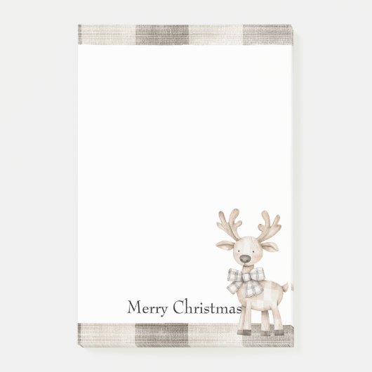 Biologische Tan Cream Plaid Stripes Kerst Rendier Post-it® Notes (Voorkant)