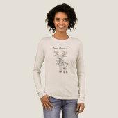 Biologische Tan Cream Plaid Stripes Kerst Rendier Tri-Blend Shirt (Voorkant)