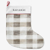 Biologische Tan Cream White Plaid bordeauxrode str Grote Kerstsok (Voorkant)