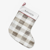 Biologische Tan Cream White Plaid bordeauxrode str Grote Kerstsok (Voorkant (Hangend))