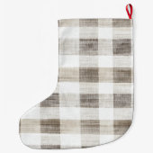 Biologische Tan Cream White Plaid bordeauxrode str Grote Kerstsok (Achterkant)