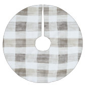 Biologische Tan Cream White Plaid Stripes Kerstmis Kerstboom Rok (Voorkant)
