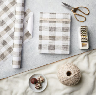 Biologische Tannencrème Plaid Strepen Rustieke Ker Cadeaupapier