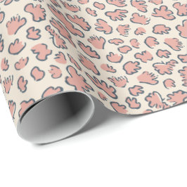 Biologische Terrazzo Bloemblad | Modern Bleke Perz Cadeaupapier