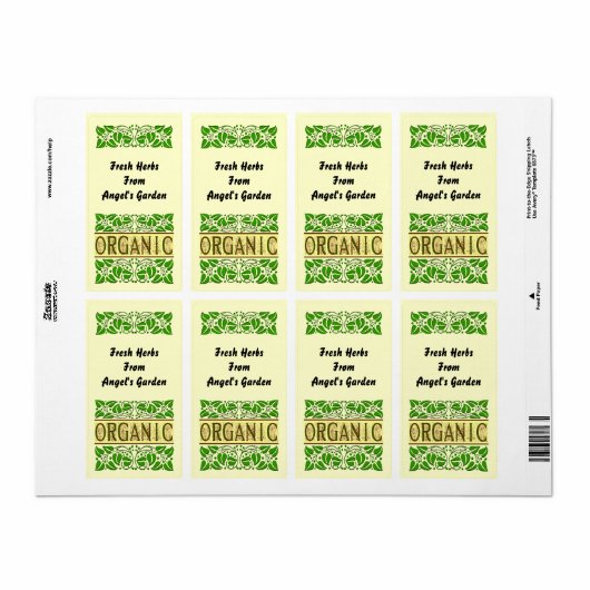 Biologische Tuin Custom Herb Label (Full Sheet)