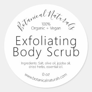 Biologische Vegan Pure Handgemaakte Body Scrub Lab Ronde Sticker