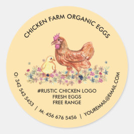 Biologische verse eieren van kippenboerderij geel ronde sticker