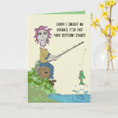 Biologische vis diner verjaardag kaart (Gele Bloem)