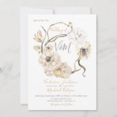 Biologische Waterverf Floral boho bruiloft uitnodi Kaart (Voorkant)