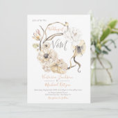 Biologische Waterverf Floral boho bruiloft uitnodi Kaart (Staand voorkant)