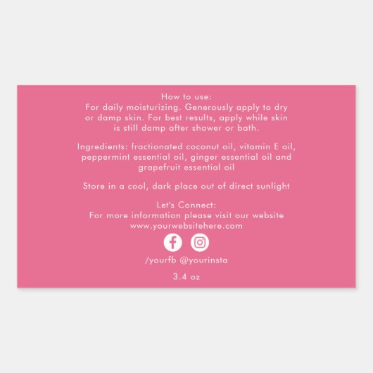 Biologische Zakelijke Product Ingredienten Heet Ro Rechthoekige Sticker (Voorkant)