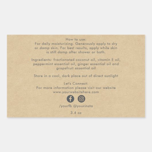 Biologische Zakelijke Schoonheidsproducten Ingredi Rechthoekige Sticker (Voorkant)