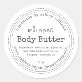 Biologische zelfgemaakte body butter label