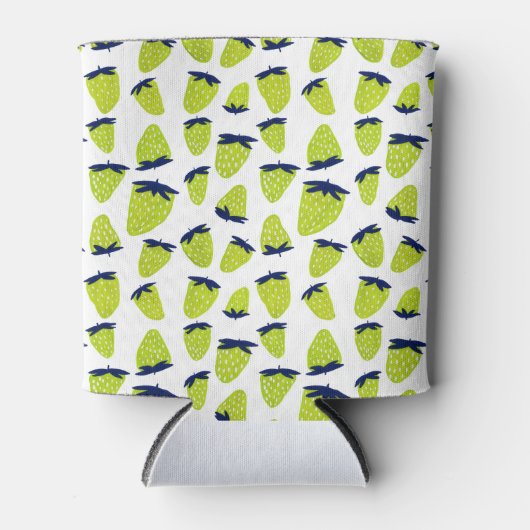 Biologische zomeraardbeien neongroen blikjeskoeler (Voorkant)