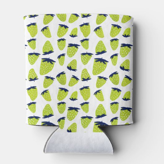 Biologische zomeraardbeien neongroen blikjeskoeler (Achterkant)