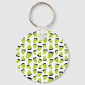 Biologische zomeraardbeien neongroen sleutelhanger (Voorkant)