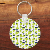 Biologische zomeraardbeien neongroen sleutelhanger (Achterkant)