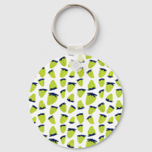 Biologische zomeraardbeien neongroen sleutelhanger