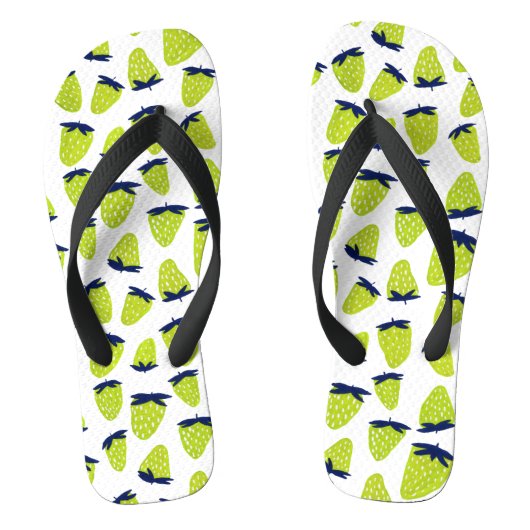 Biologische zomeraardbeien neongroen teenslippers (Voetbed)