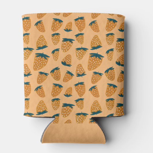 Biologische zomeraardbeien oranje blikjeskoeler (Achterkant)