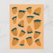 Biologische zomeraardbeien oranje briefkaart (Voorkant)