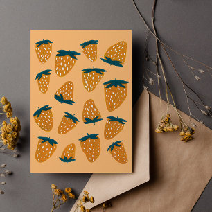 Biologische zomeraardbeien oranje briefkaart