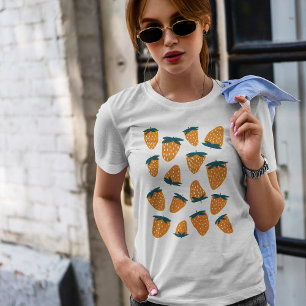 Biologische zomeraardbeien - oranje en groen t-shirt