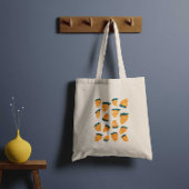 Biologische zomeraardbeien - oranje en groen tote bag