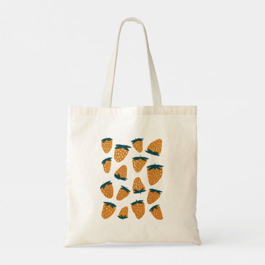 Biologische zomeraardbeien - oranje en groen tote bag (Achterkant)