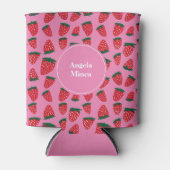  biologische zomeraardbeien roze blikjeskoeler (Voorkant)