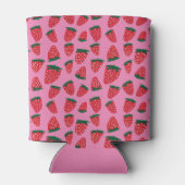  biologische zomeraardbeien roze blikjeskoeler (Achterkant)